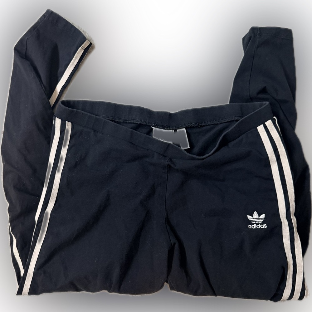 Adidas Women’s Black Joggers with White Stripes